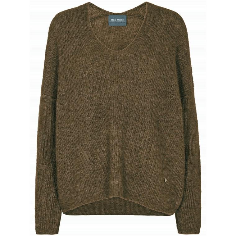 Mos Mosh Thora V-neck Knit, Capers Green